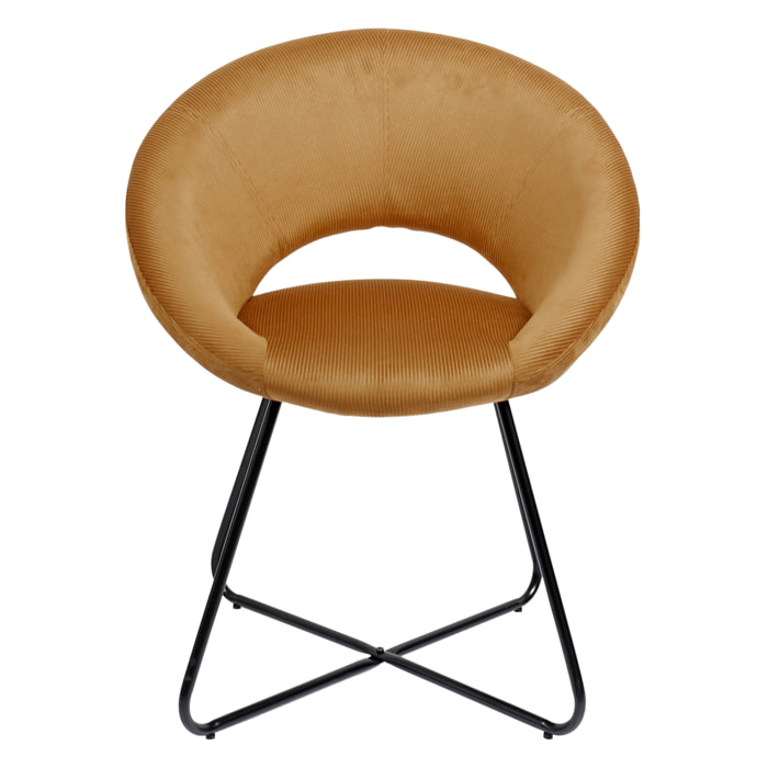Fauteuil Rond Velours Cotele Giulia Jaune