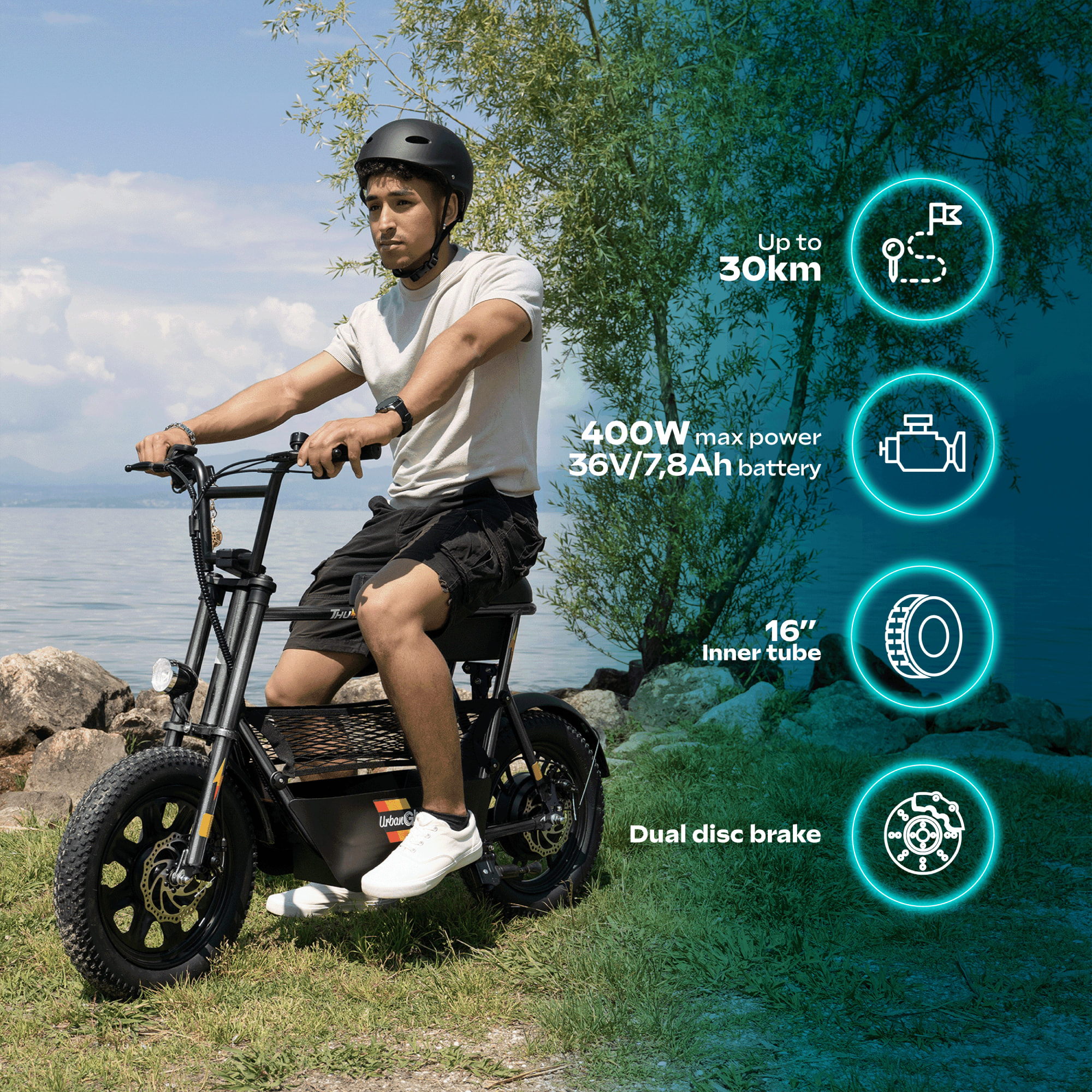 Draisienne Électrique Adulte Thunder 160 – Moteur 1100W - Autonomie Jusqu'a 30 km - Pneu 16" FATBIKE - Batterie 42V/7,8Ah - Poids 28Kg