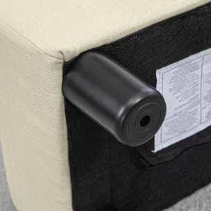 Repose-pied pouf tabouret style contemporain max. 150 Kg tissu beige chiné