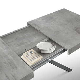Tavolo CAMAIORE in legno, finitura grigio cemento e base a X in metallo antracite, allungabile 180×90 cm – 260×90 cm