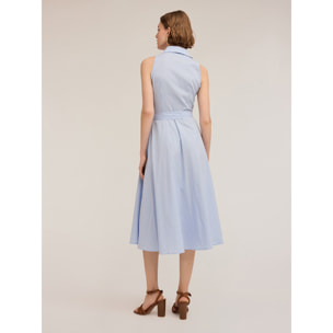 Motivi - Vestido camisero de algodón a rayas - Light - blue