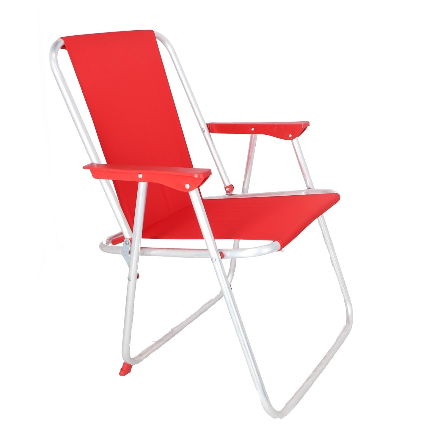 Well home - juego de 2 sillas de playa metálica plegable de color rojo 44x44x74cm