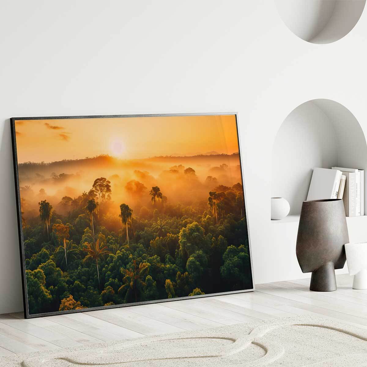 Affiche encadrée Panorama tropical lumineux Affiche + cadre en métal - Noir