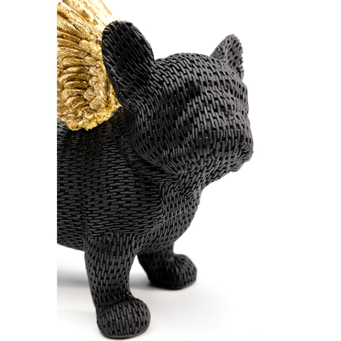 Déco bouledogue noir texturé ailes dorées Kare Design