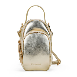 Bolso para móvil dorado con cremallera