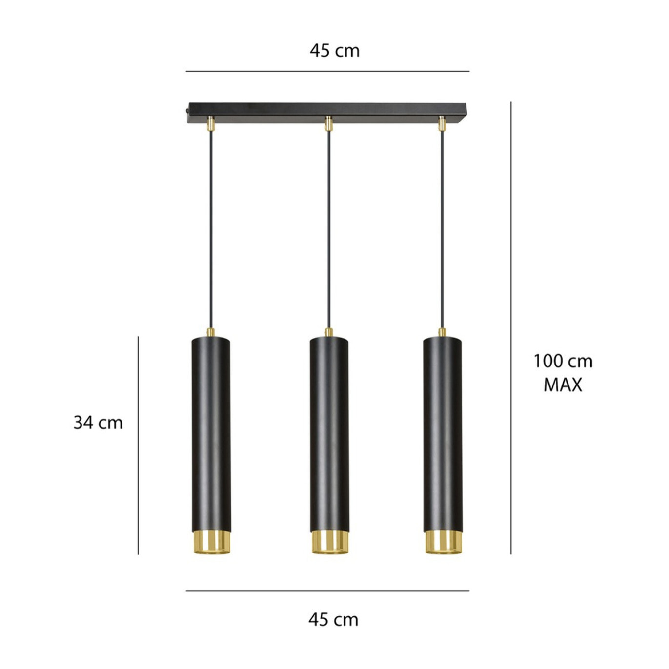 Lampada a sospensione KIBO in acciaio nero opaco e oro