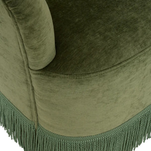 Fauteuil Alanya effet velours vert Kaki