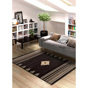 NEW YORK Alfombra étnica de pelo corto antracita, varias medidas disponibles.