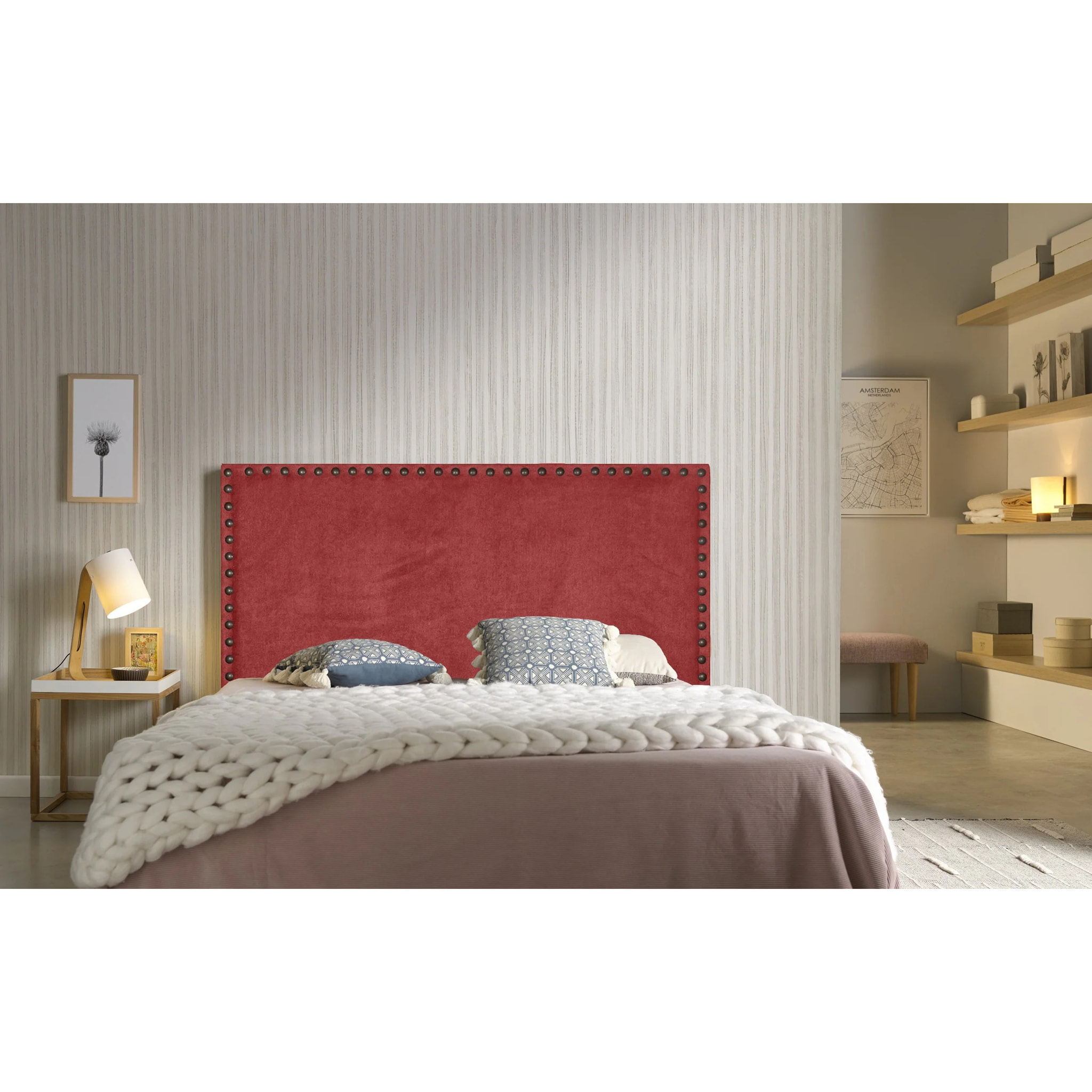 Cabecero Lirio Tela Rojo 90