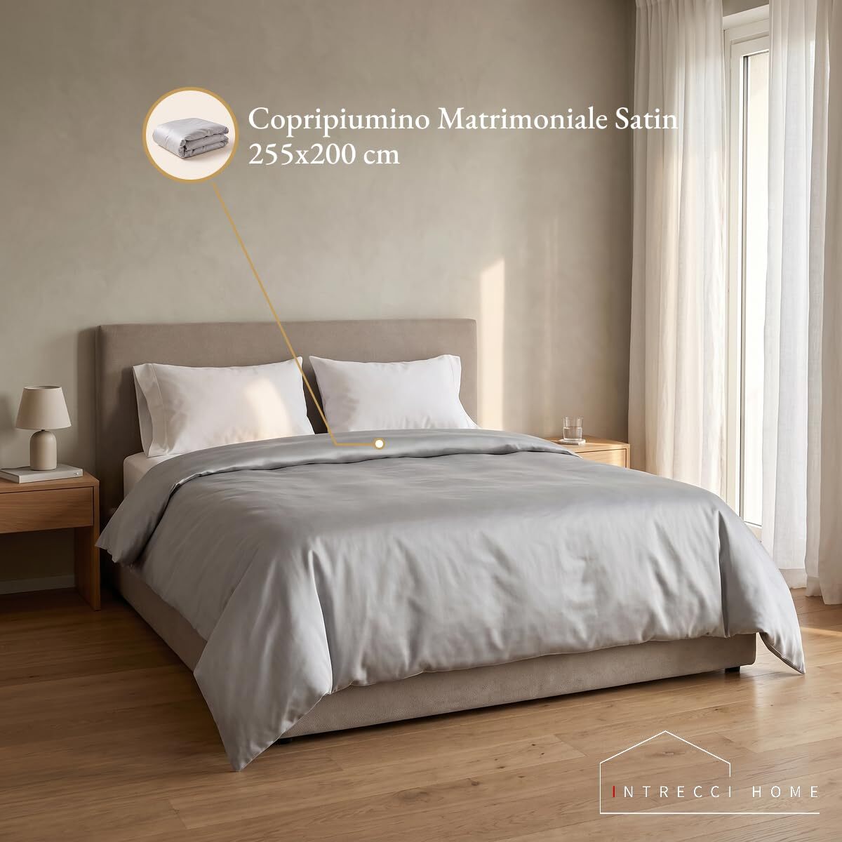 Sacco copripiumino in raso di cotone - grigio