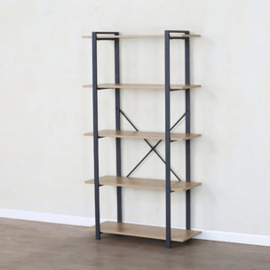 Etagère 5 rangements 150 cm bois et noir KYDO