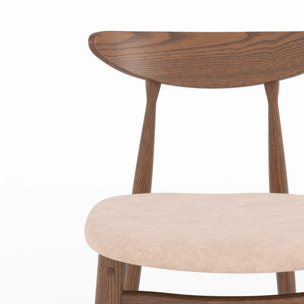 Lot de 2 chaises pour ilot central 63,5 cm en tissu beige et bois - Josette