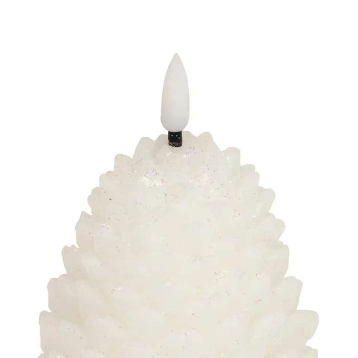 Bougie LED forme pomme de pain H.13cm blanc