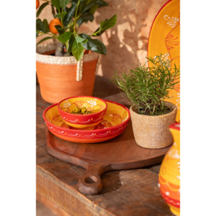 J-Line Bol - céramique - orange/rouge - small - 2 pièces
