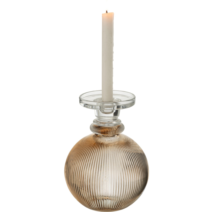 J-Line bougeoir/vase Malik Rond - verre - taupe/transparent
