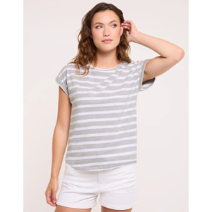 Camiseta Manga Corta de Rayas Gris - Madonna