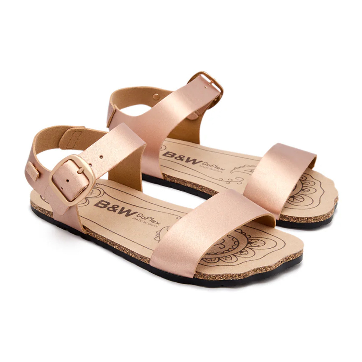 Sandalias Abiertas Barefoot Goflex con Detalles Brillantes en Rosa