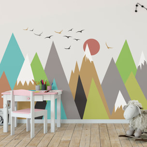 Stickers muraux enfants - Décoration chambre bébé - Autocollant Sticker mural géant enfant montagnes scandinaves AGNIESZKA