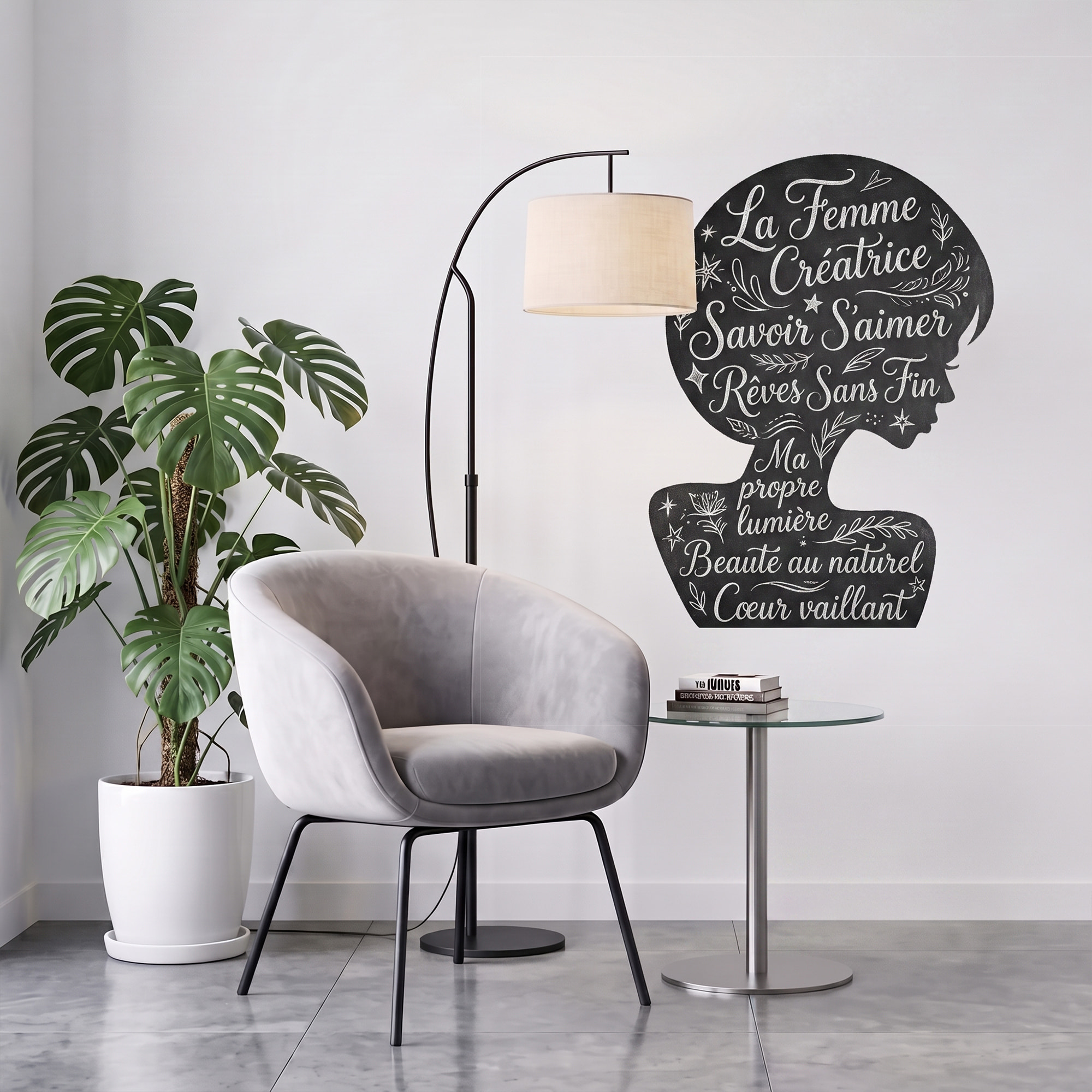 Sticker ardoise tableau noir - stickers muraux adhésif effaçable - SILHOUETTE FEMME