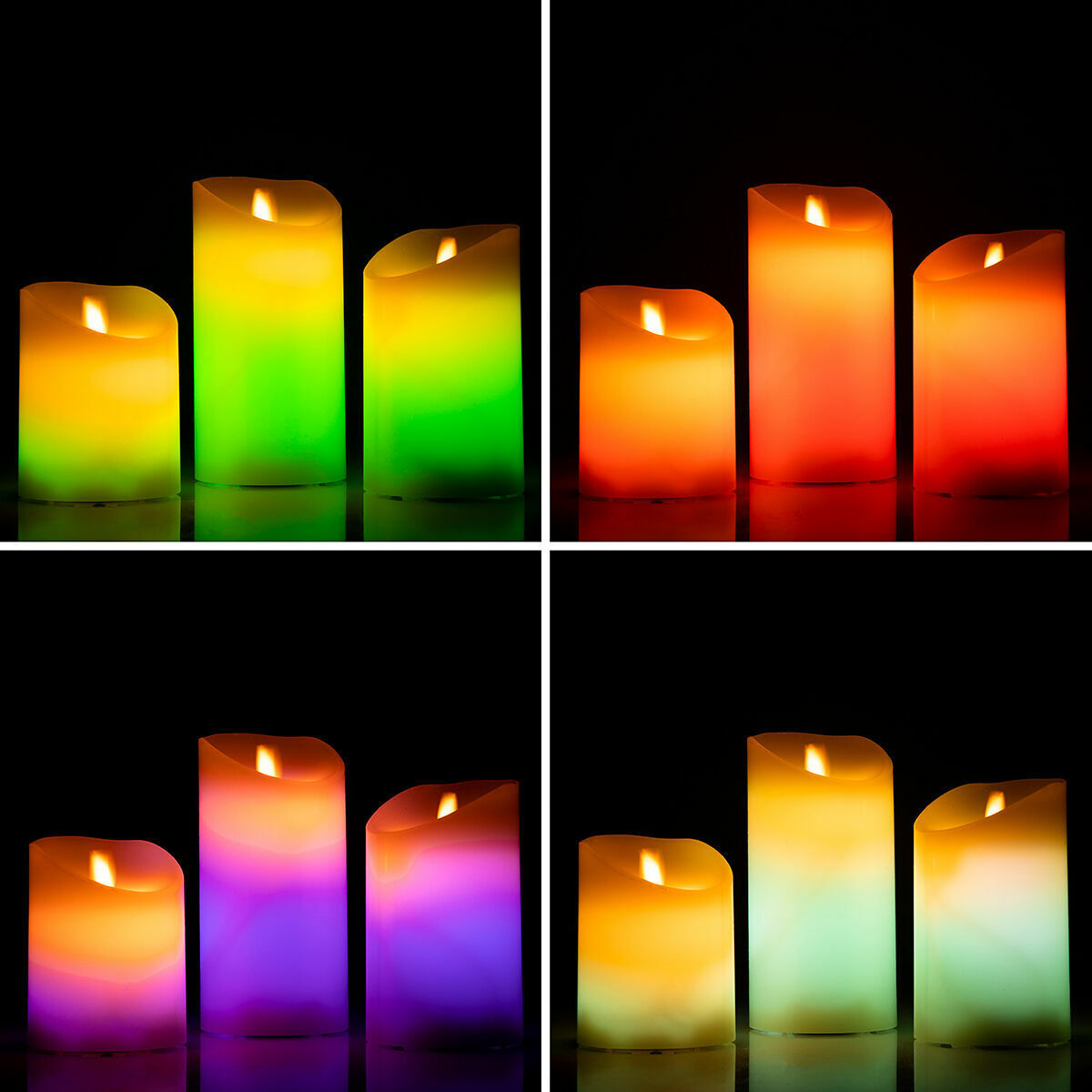 Candele a LED Multicolor Effetto Fiamma con Telecomando Lendles InnovaGoods 3 Unità