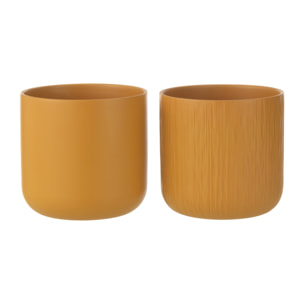 J-Line cache-pot Gen - céramique - ocre - large  - 2 pièces - Ø 18.5 cm