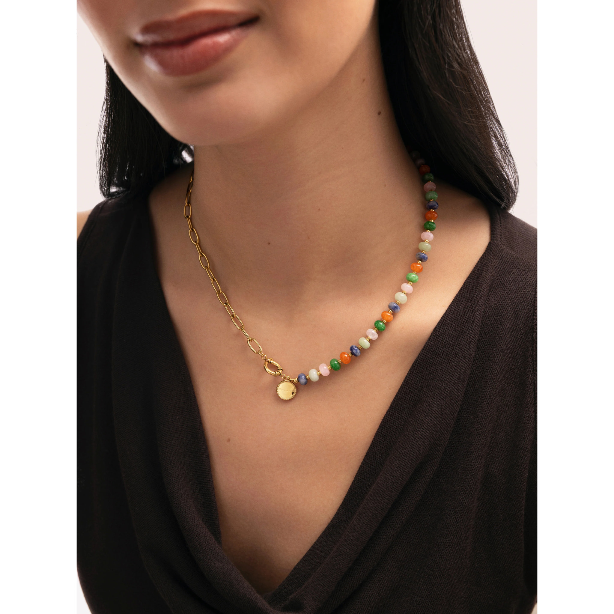 Collana Alpine Chic Stones Acciao Placcato Oro