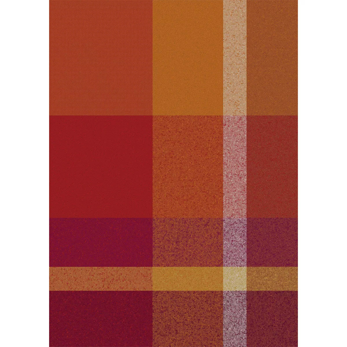 Plaid laine & autres fibres 200 g/m² motif jacquard bordeaux orange Mohaira ambre flamboyant