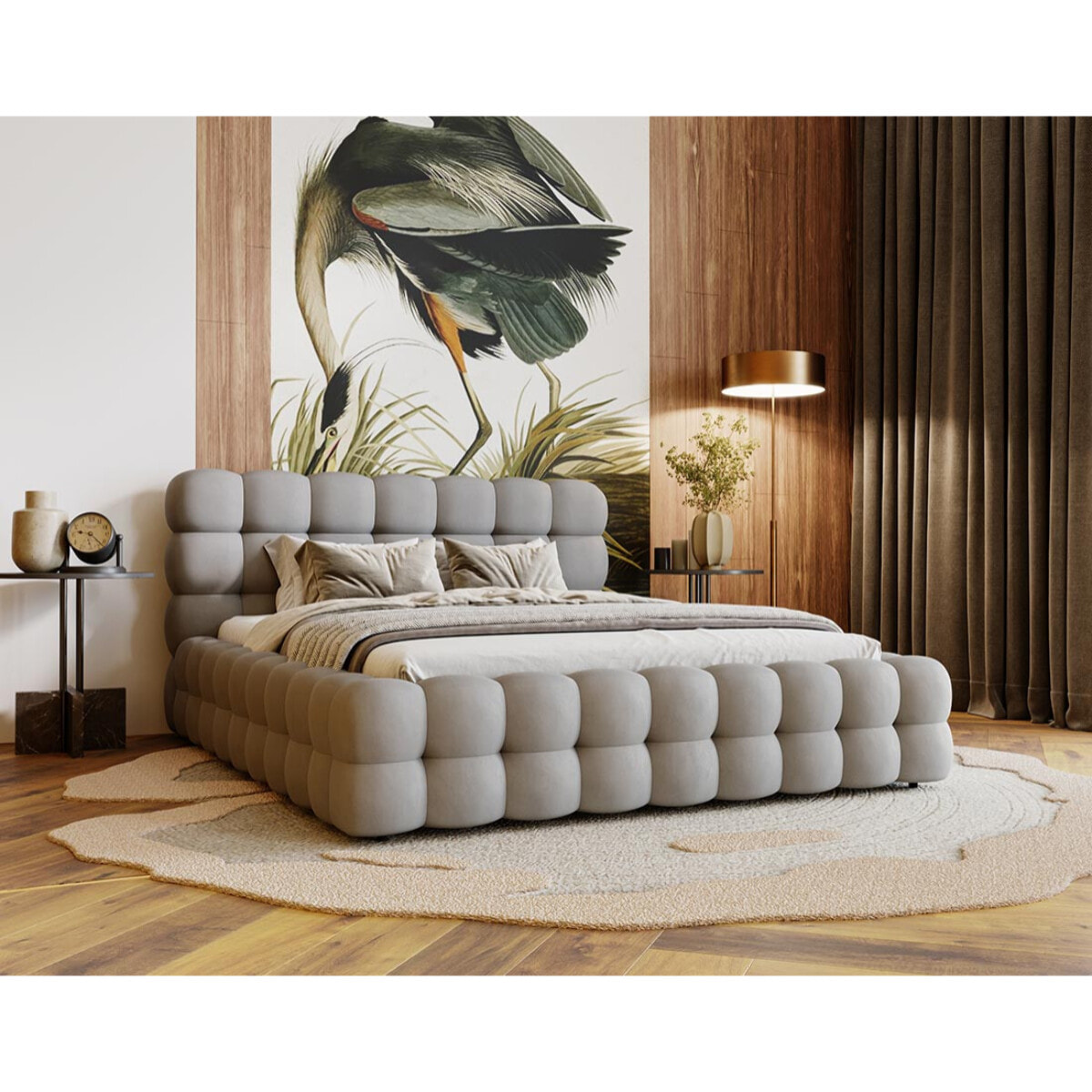 Darling - lit coffre - 160x200 cm - sommier inclus - en velours - Gris