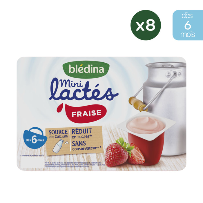 8x6 Mini Lactés Fraise - Bledina - Dès 6 mois