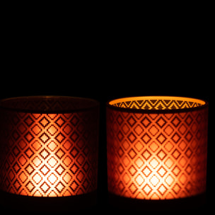 J-Line photophore Oriental - verre - rouge/or - medium - 2 pcs