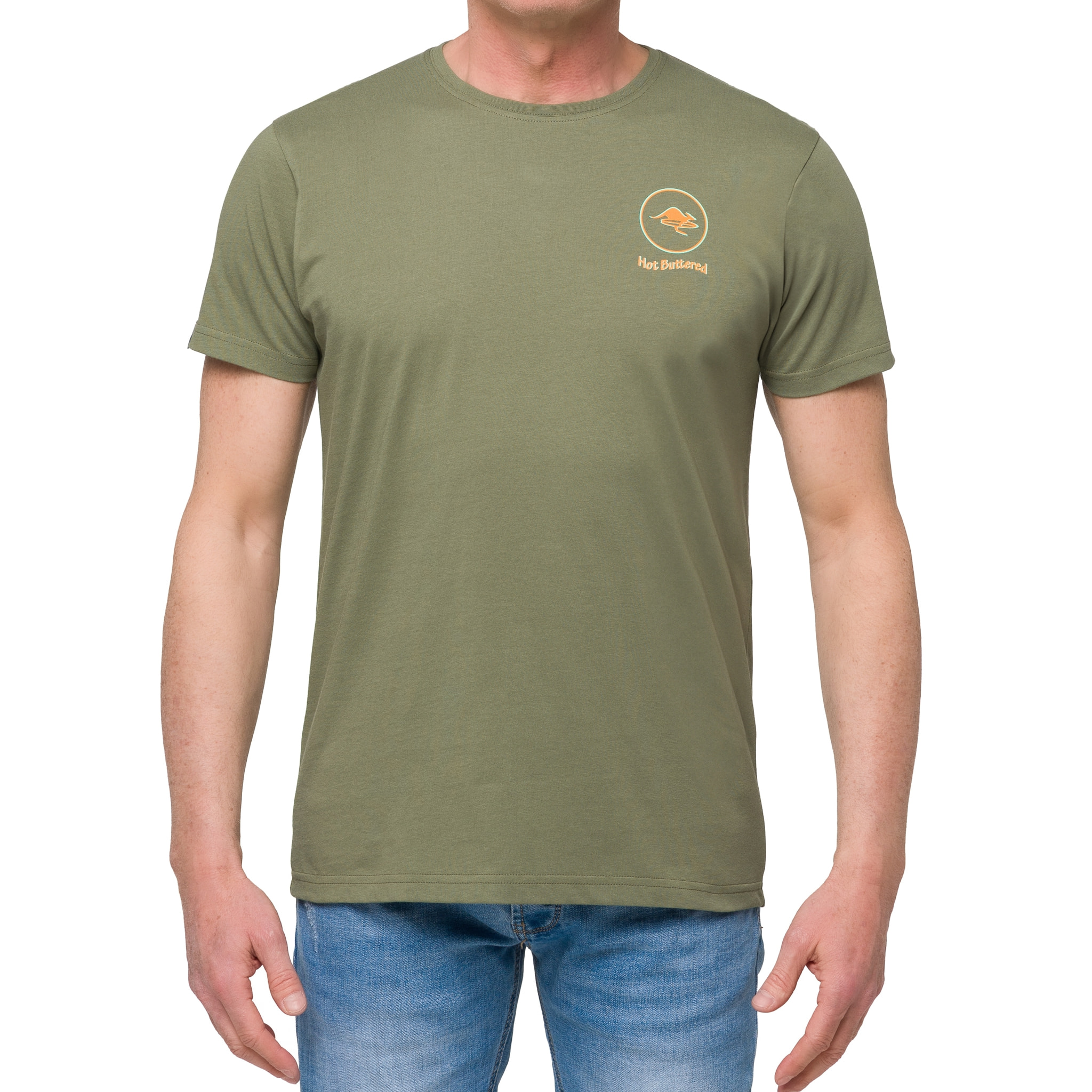 T-shirt in cotone 150 gr Flame Hot Buttered Verde Militare.