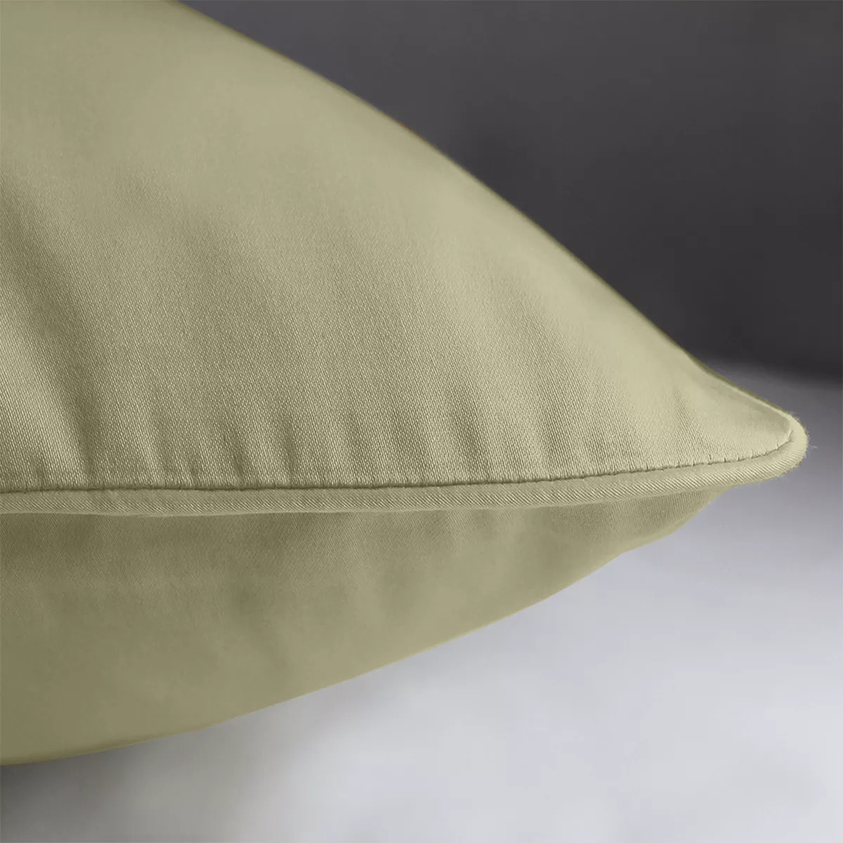 Lot de 2 taies satin de coton uni beige Ava uni glaise