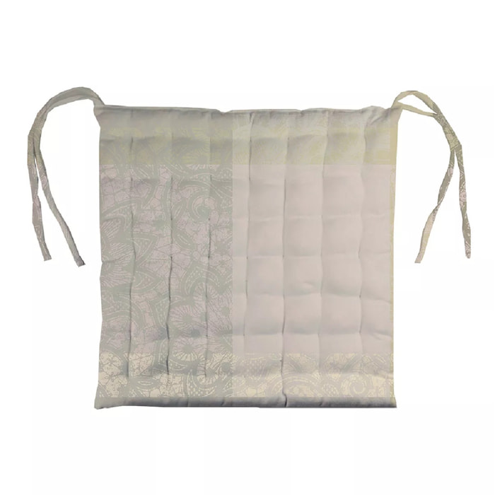 Galette de chaise pur coton enduit motif jacquard Mille dentelles naturel