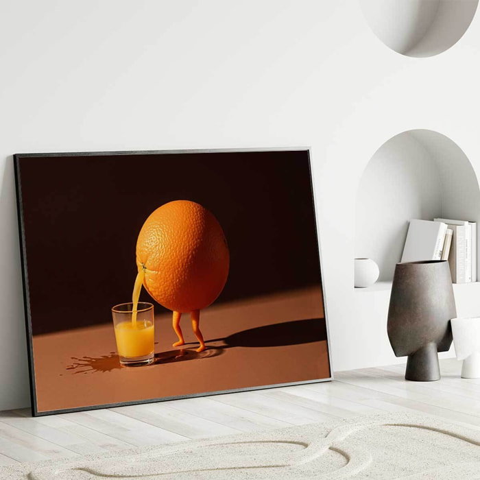 Affiche encadrée orange artistique Affiche + cadre en métal - Noir