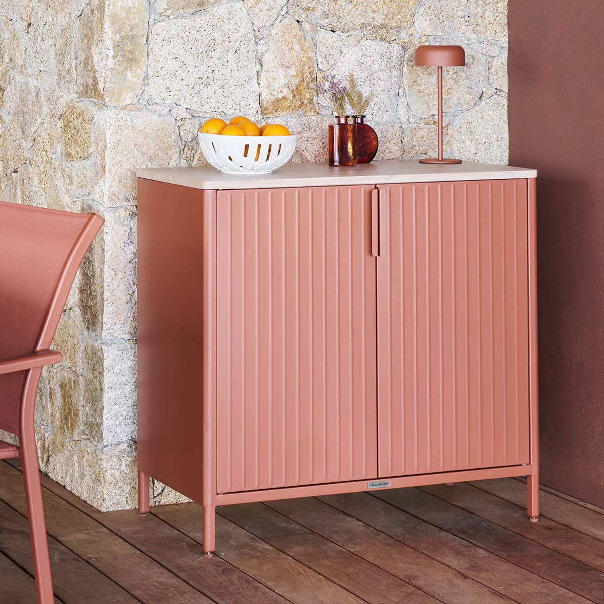 Buffet de jardin Ironia en acier galvanisé acajou