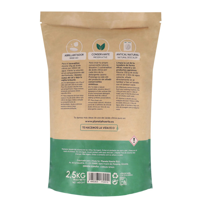 Ácido cítrico Planeta Huerto 2,5 Kg