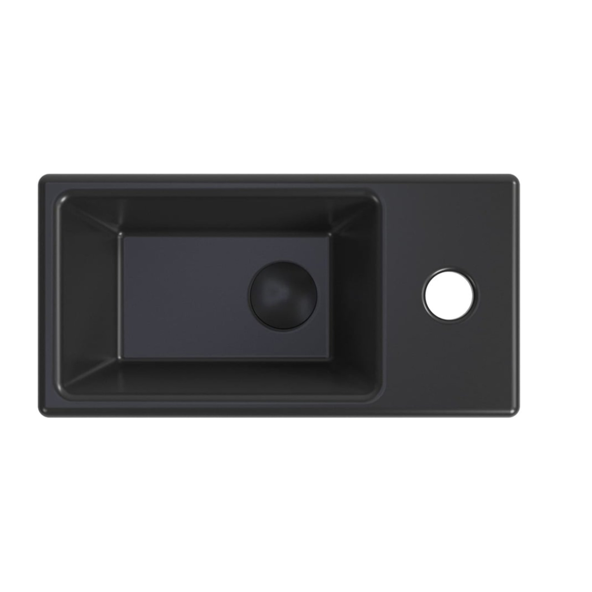 Lave-mains suspendu Brevis Noir 40,5 × 20,5 × 10,5 cm – trou de robinetterie à droite (SATBRE4020SRBKM)