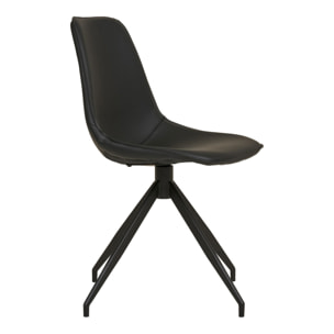 Set 2 sedie da pranzo girevoli Monaco in ecopelle nera con gambe nere