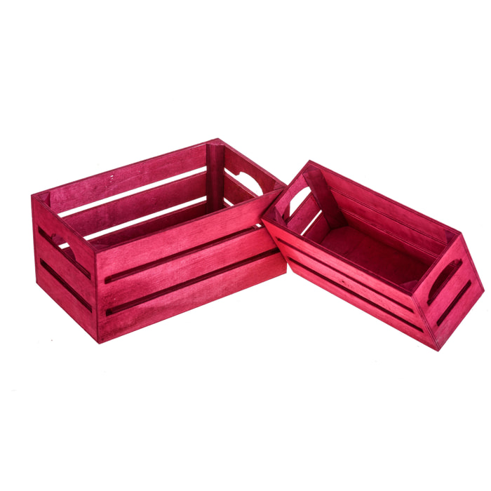 Set Di 2 Cassetta In Legno. Larghezza 28 Cm - Pezzi 1 - 28X13X16cm - Colore: Rosa - Bianchi Dino - Articoli In Legno Cassette