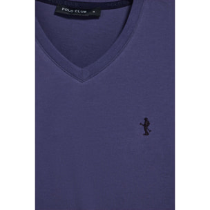 Camiseta violeta azulado de manga corta y cuello de pico con bordado Rigby Best