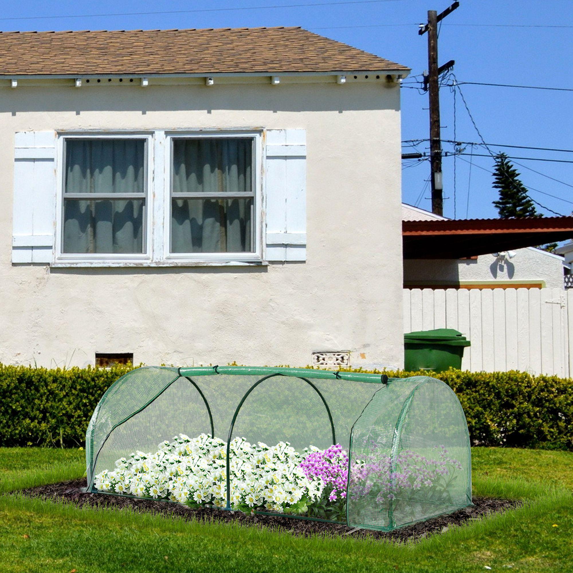 Mini Invernadero 200x100x80 cm para Jardín Terraza Cultivo de Plantas Semilla Vivero Casero Tipo Túnel con Marco de Acero y Cubierta Plástico Verde