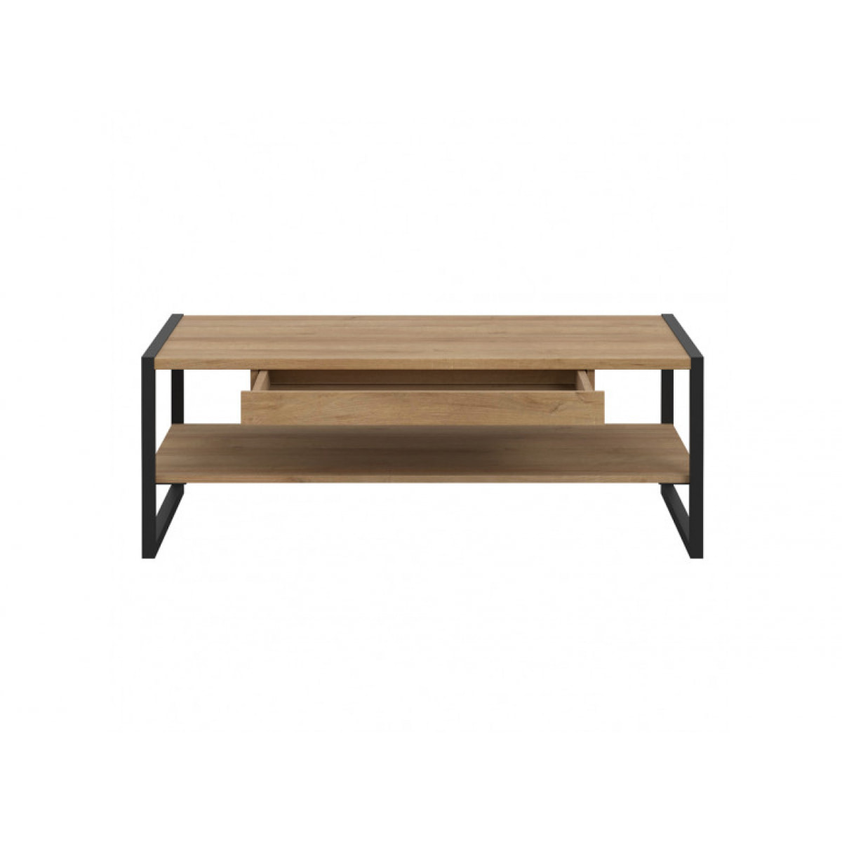 Table basse en bois effet chêne avec étagère - MIAMI