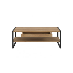 Table basse en bois effet chêne avec étagère - MIAMI