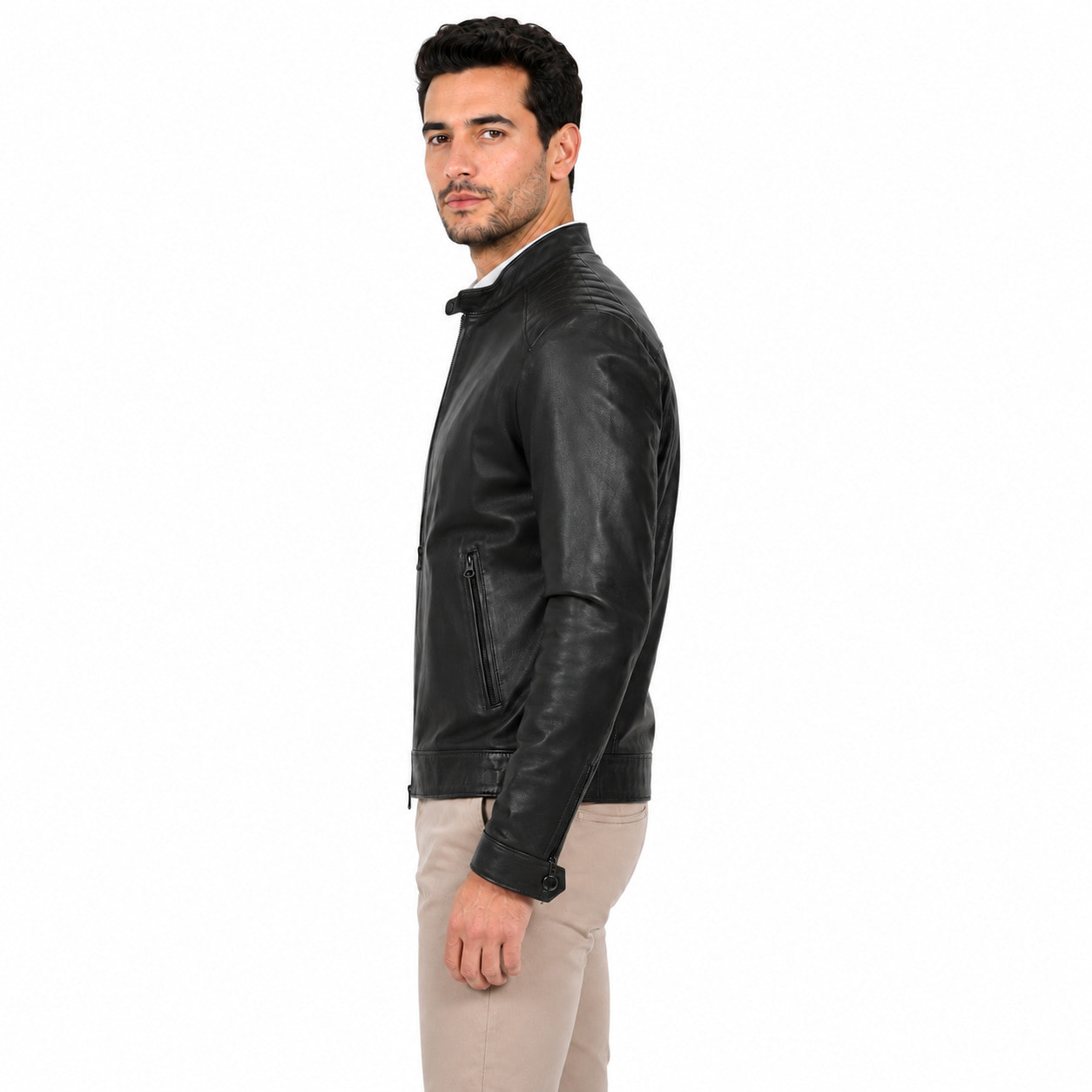 Giubbino in vera pelle di vitello Nero