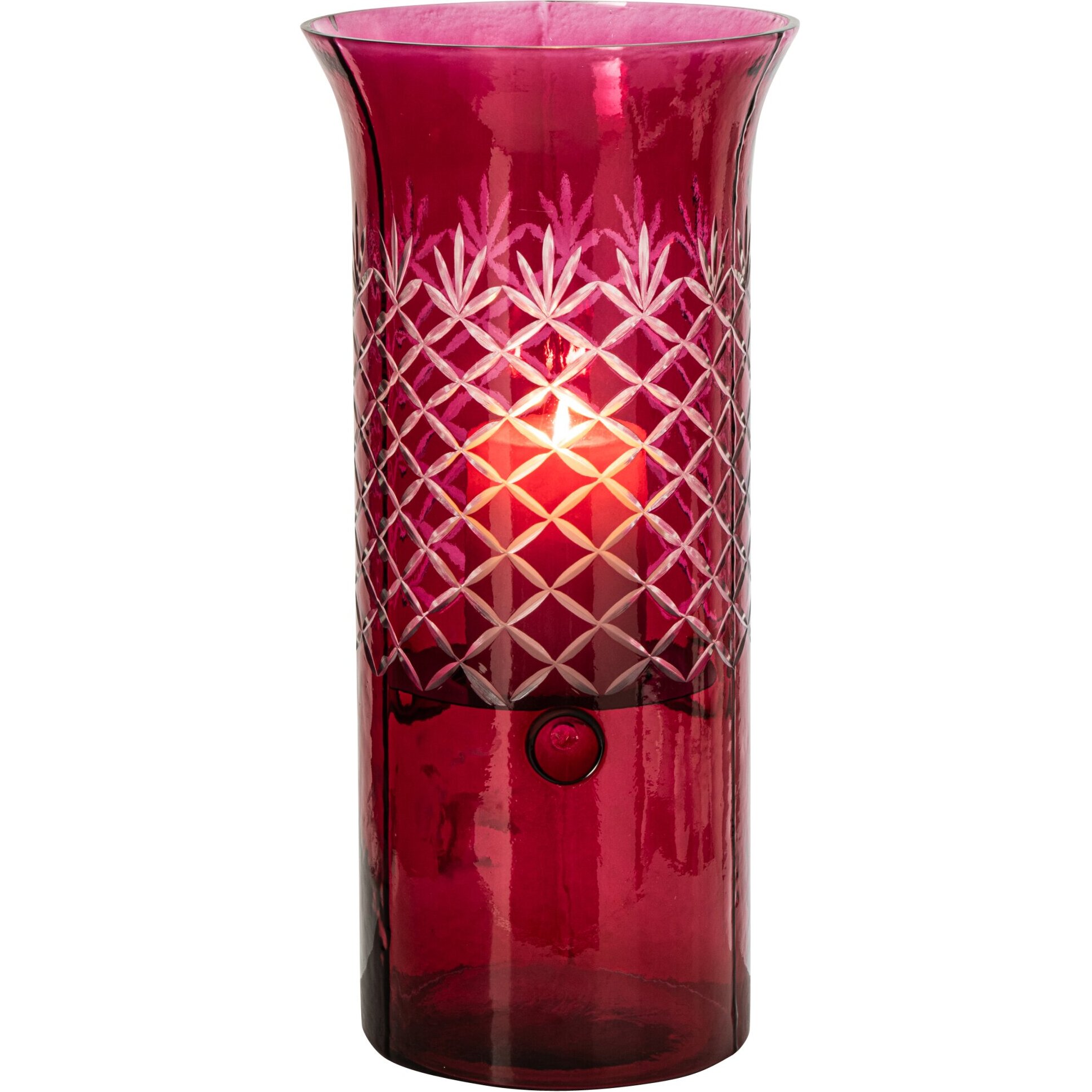J-Line Chandelier - verre - rose foncé - large