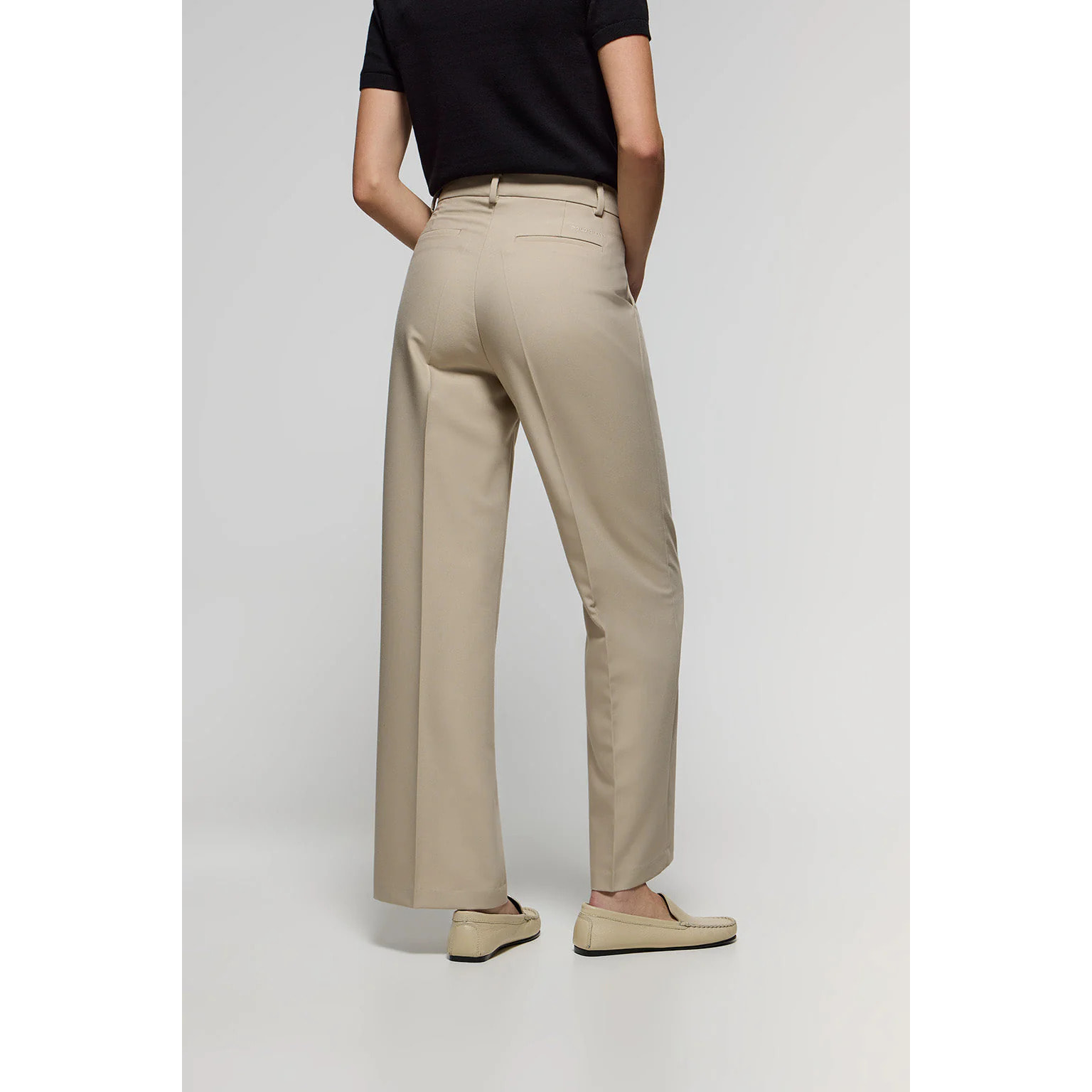 Pantaloni da vestito ampli beige con dettagli Polo Club