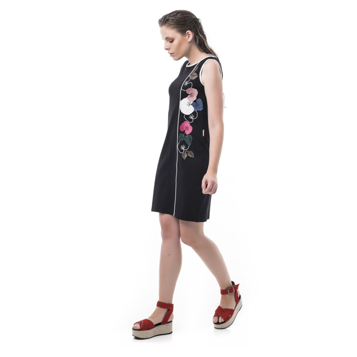 Vestido Arcachon Vestido Bordado Corto Negro Casual para mujer
