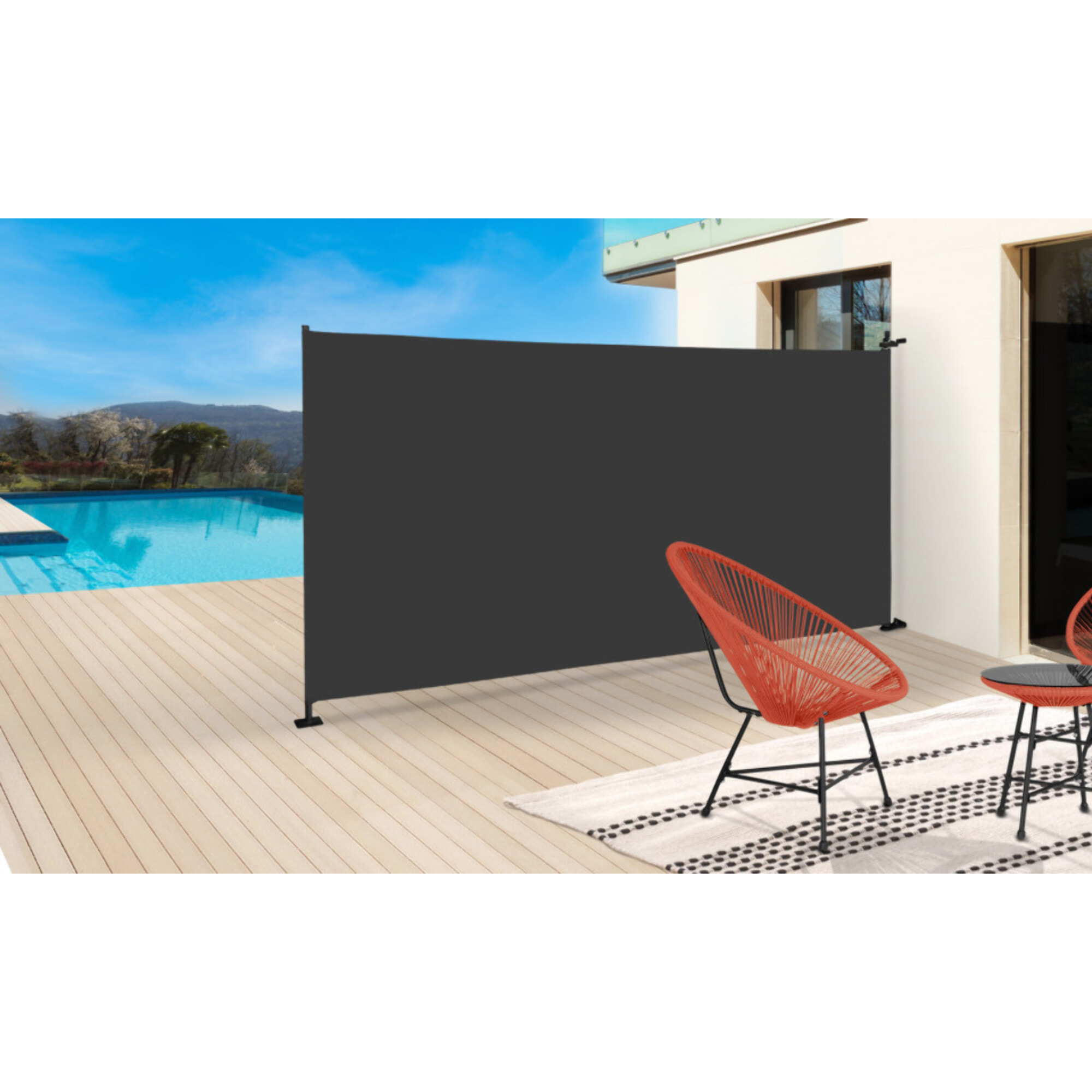 Paravent rétractable premium gris anthracite - Gris anthracite