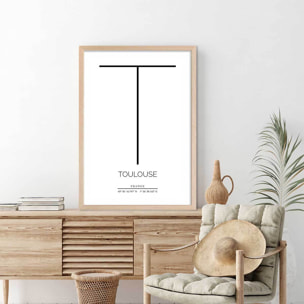 Poster t toulouse Affiche + cadre en bois - Chêne