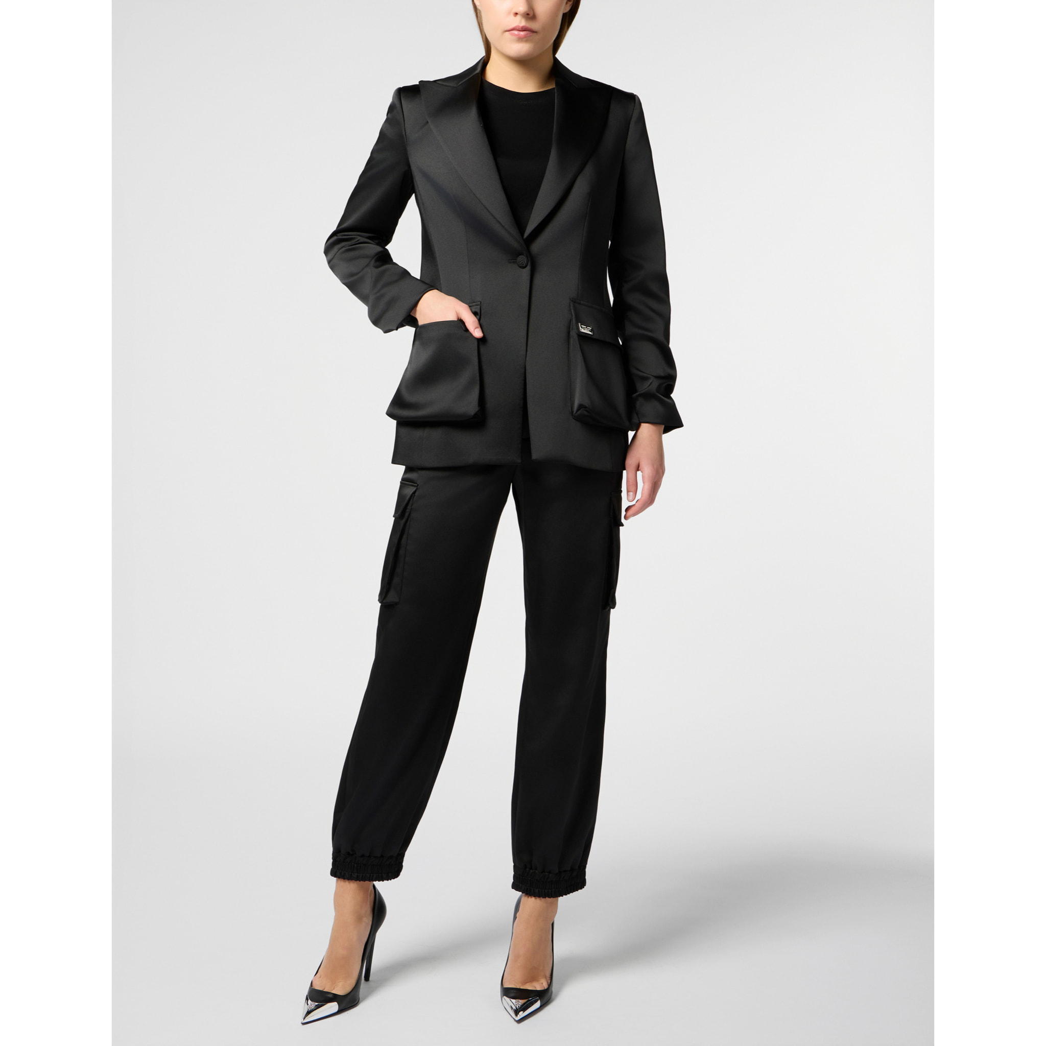 PHILIPP PLEIN Satin Cargo Fit Drawstring Trousers